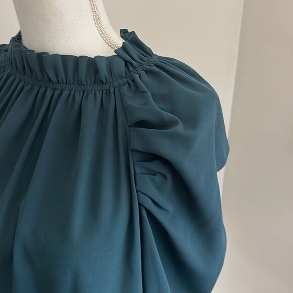 Brochu Walker teal puff sleeve Blouse medium - Picture 3 of 4